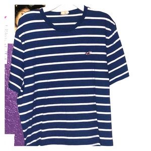 Blue & White Striped Hollister Shirt